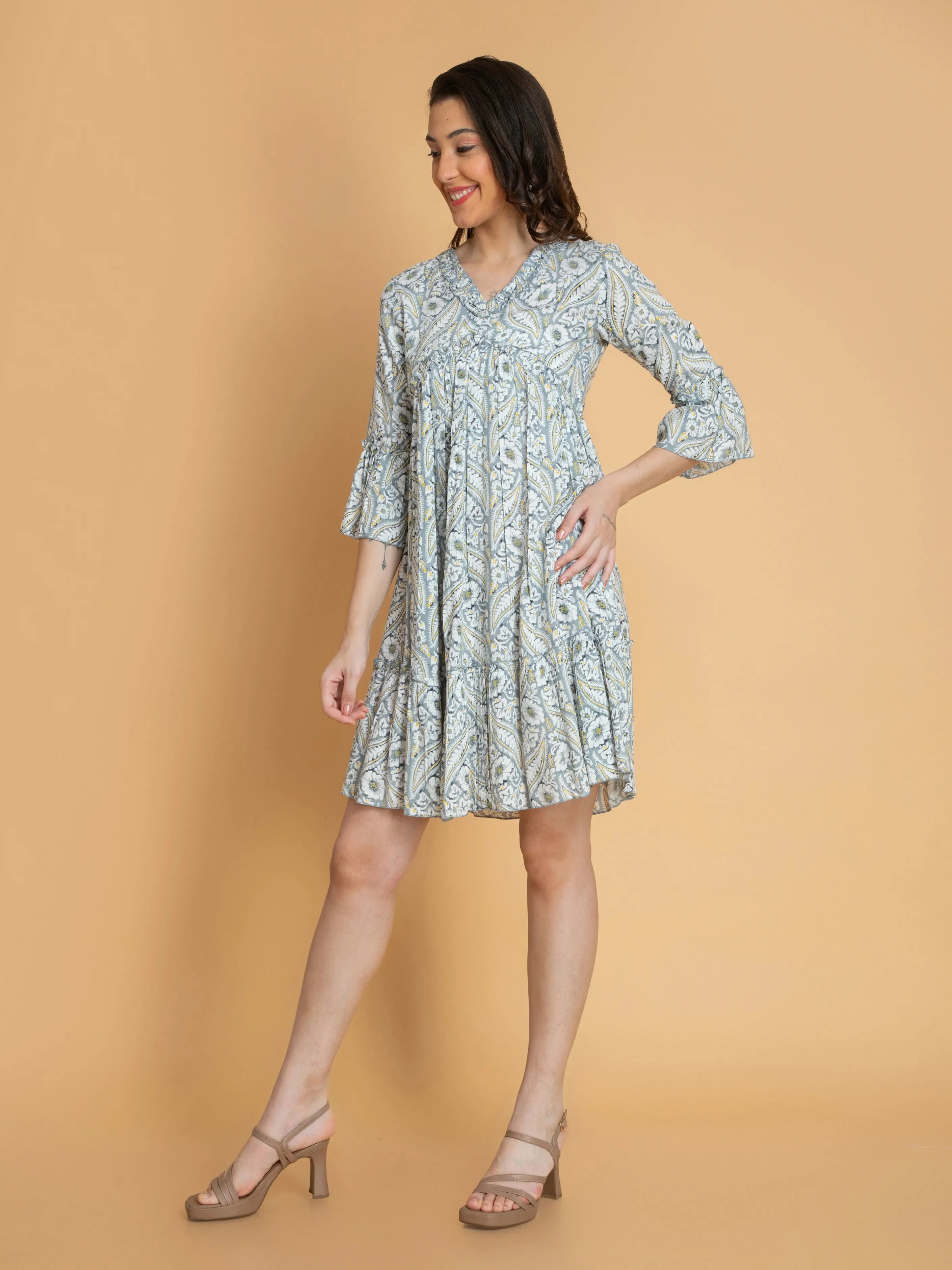 Printed Tiered Alya Cut Dress