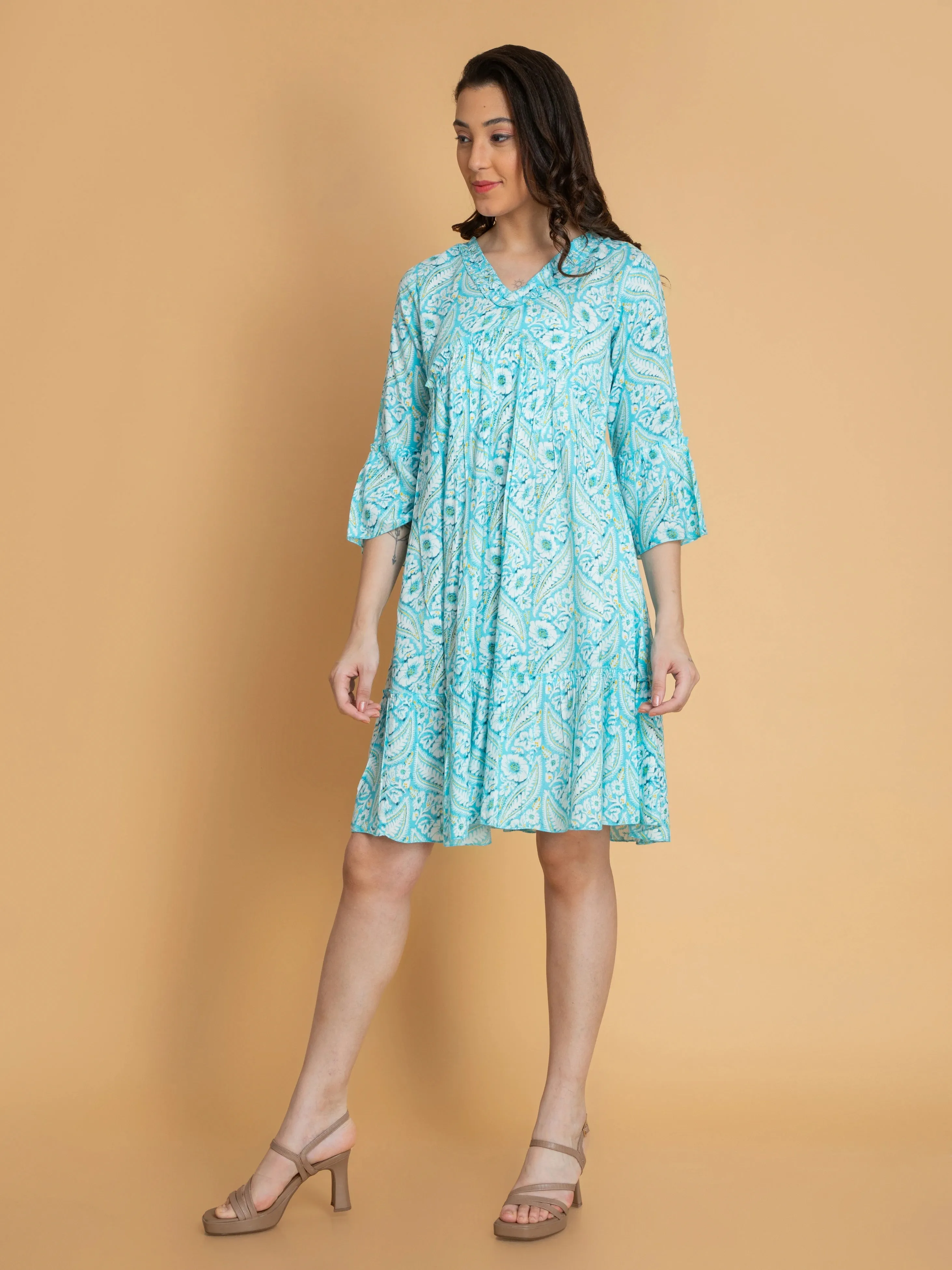 Printed Tiered Alya Cut Dress