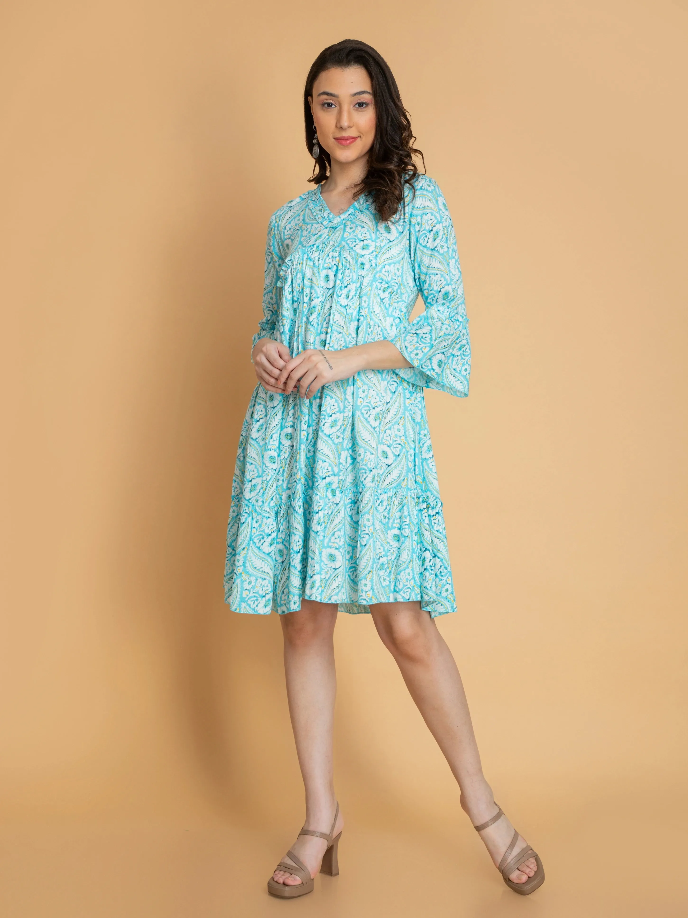 Printed Tiered Alya Cut Dress