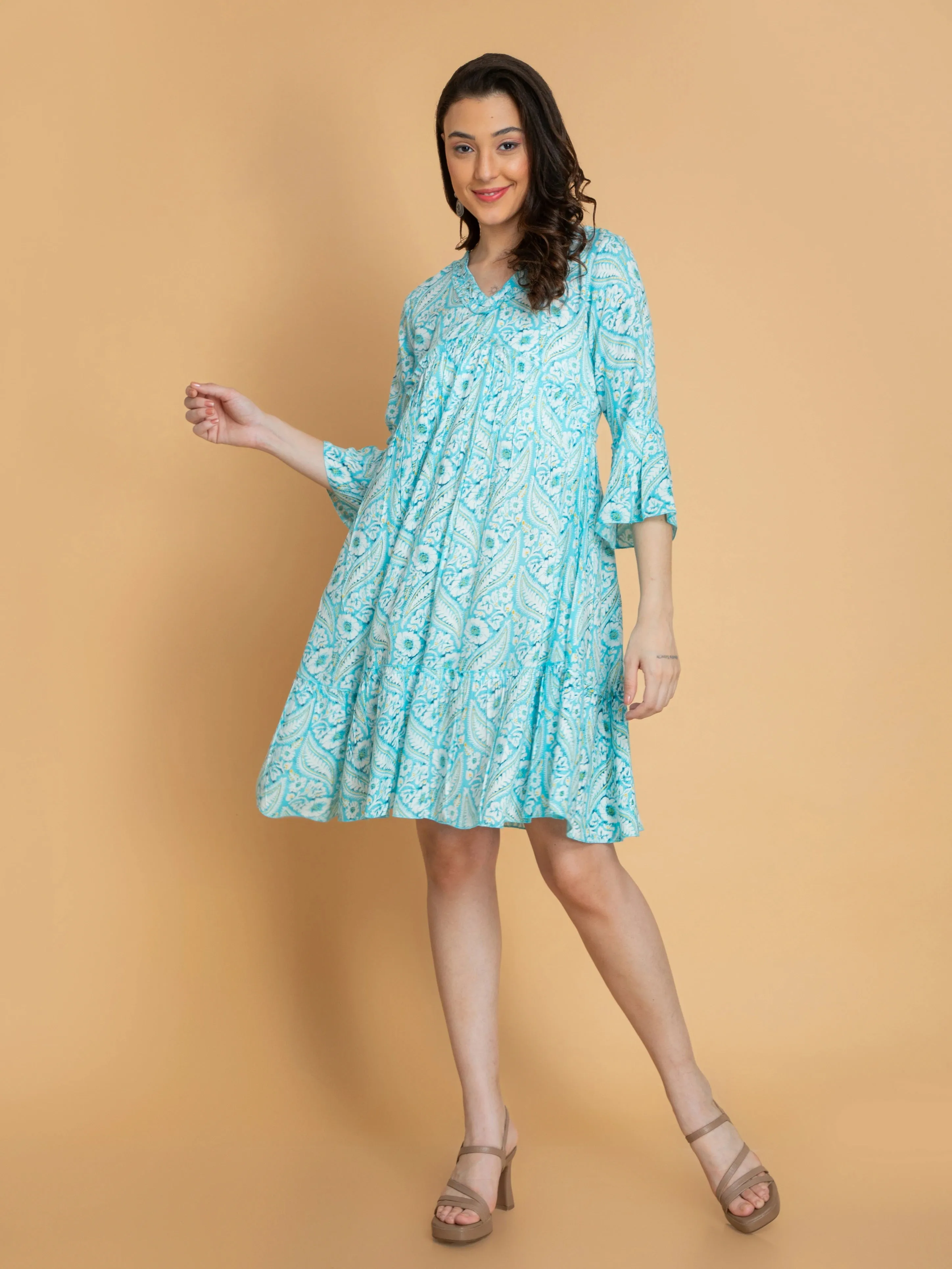 Printed Tiered Alya Cut Dress