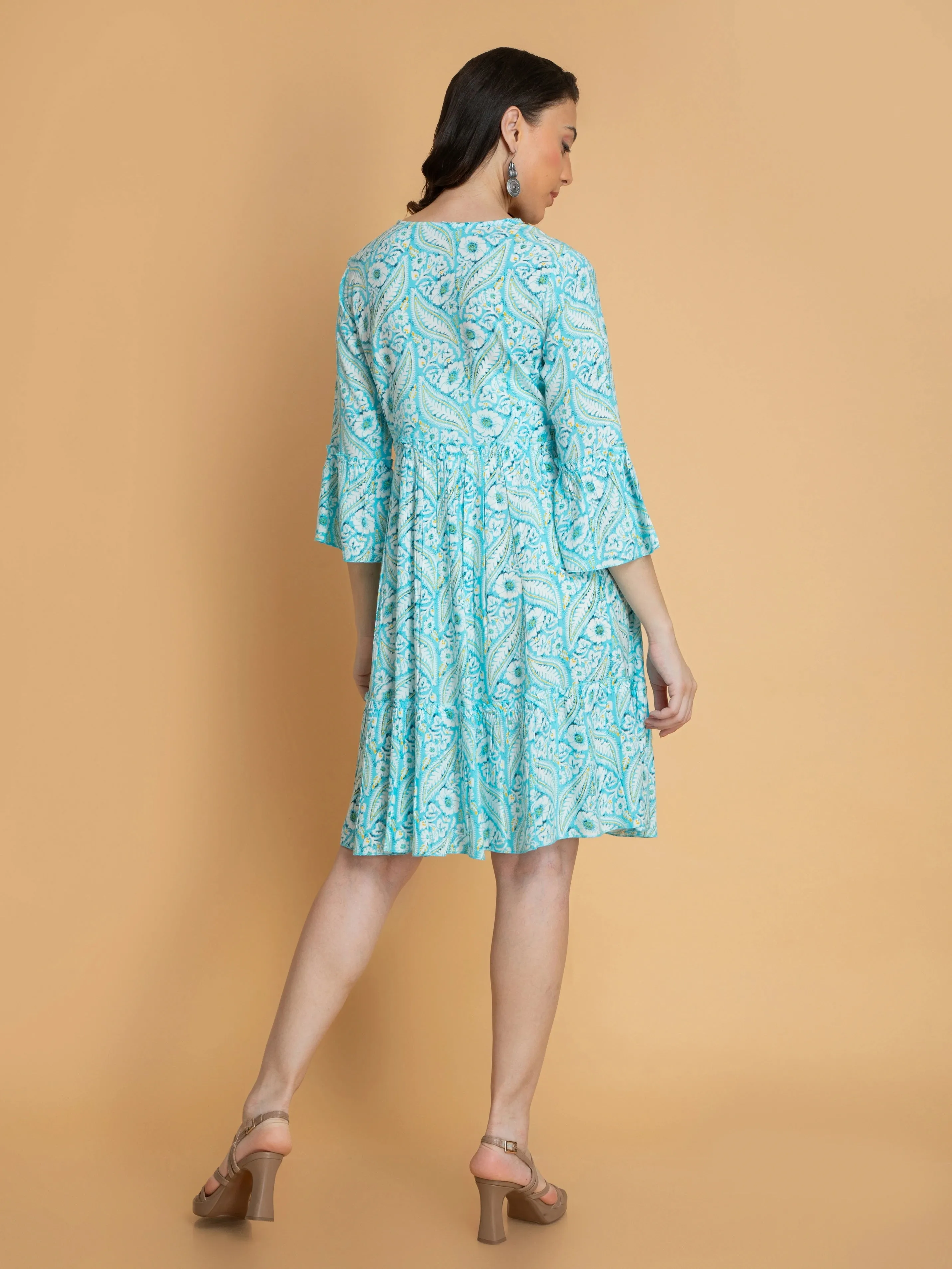 Printed Tiered Alya Cut Dress