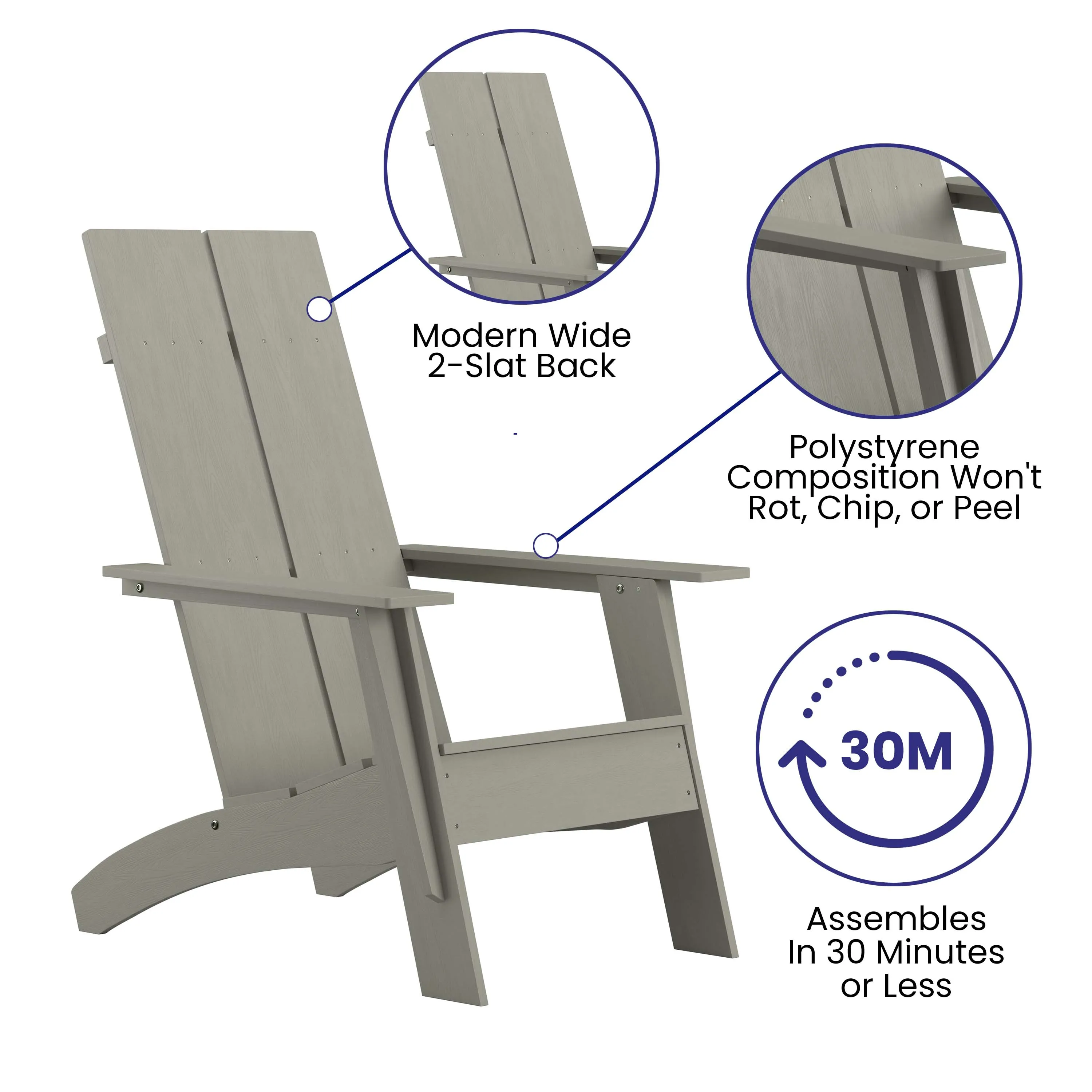 Sawyer Modern All-Weather Poly Resin Wood Adirondack Chair