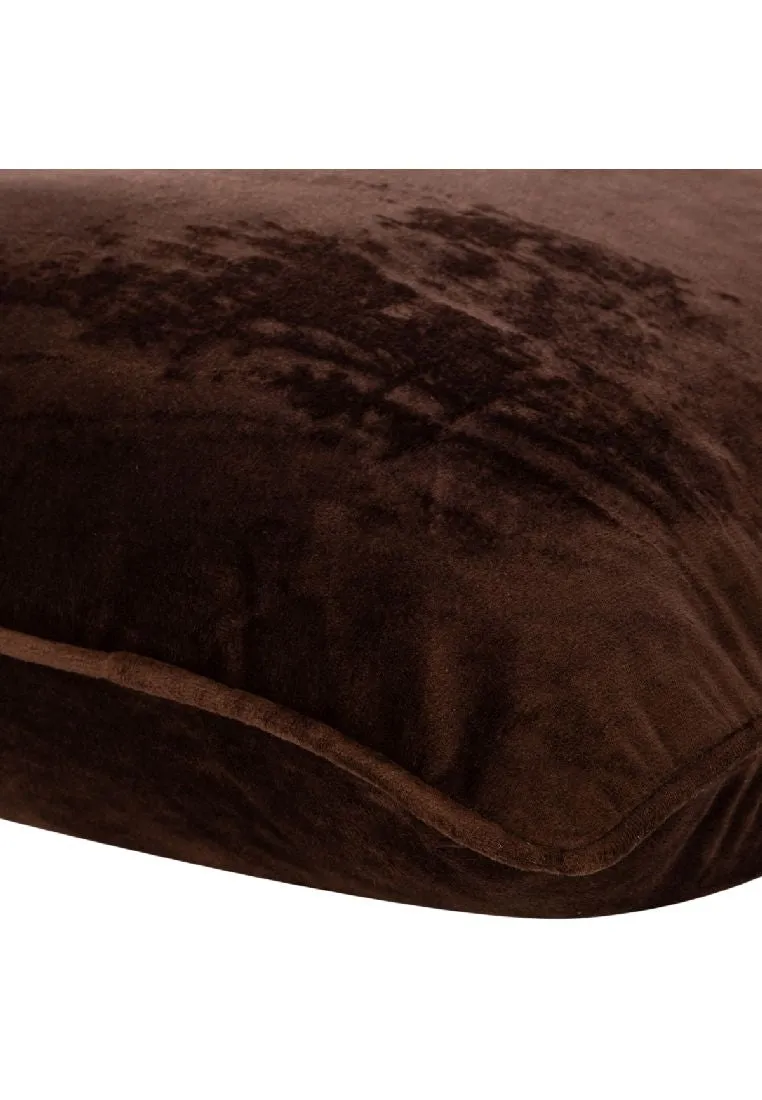 Style & Collection Throw Pillow Case 18 x 18" Velvet Plain Colored - Choco Brown