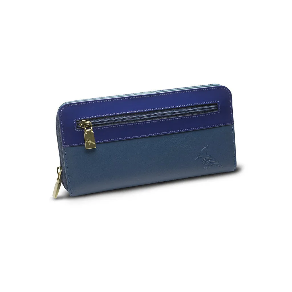 The Robin Blue Leather Zip Wallet