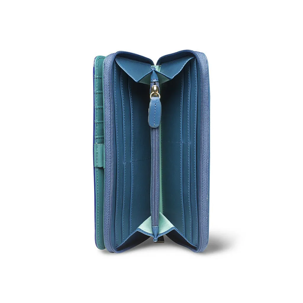 The Robin Blue Leather Zip Wallet