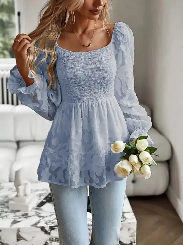 Women’s Bohemian Elegant Square Neck Long Sleeve blouse