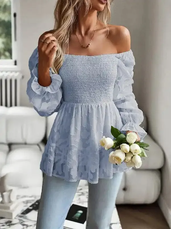 Women’s Bohemian Elegant Square Neck Long Sleeve blouse