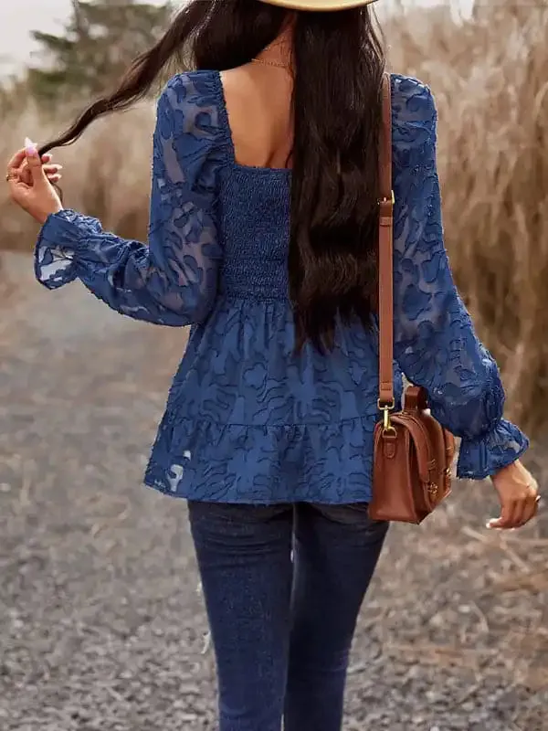 Women’s Bohemian Elegant Square Neck Long Sleeve blouse